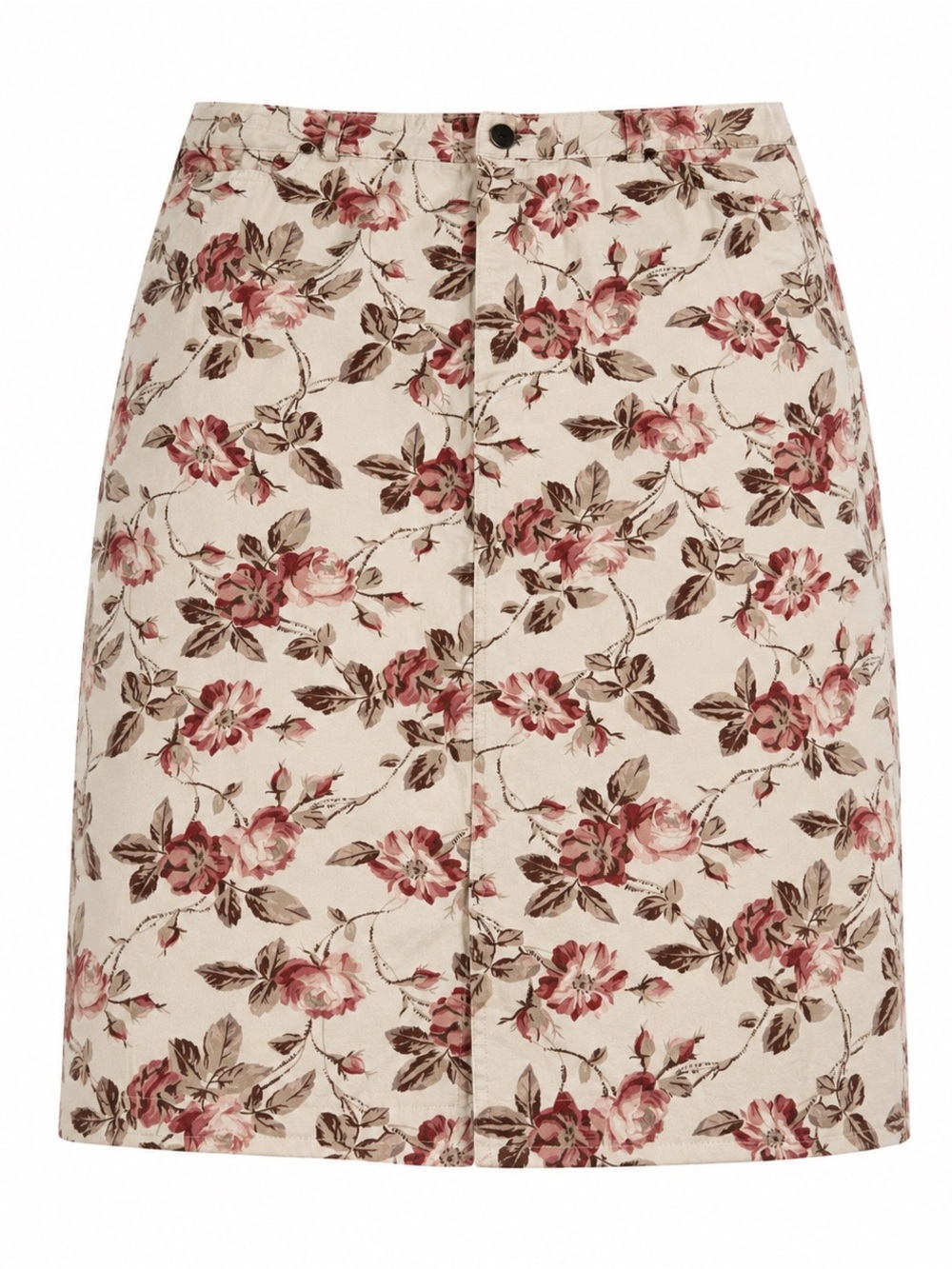 Eddie Bauer Cream Mini Skirt with Pink and Brown Floral Print
